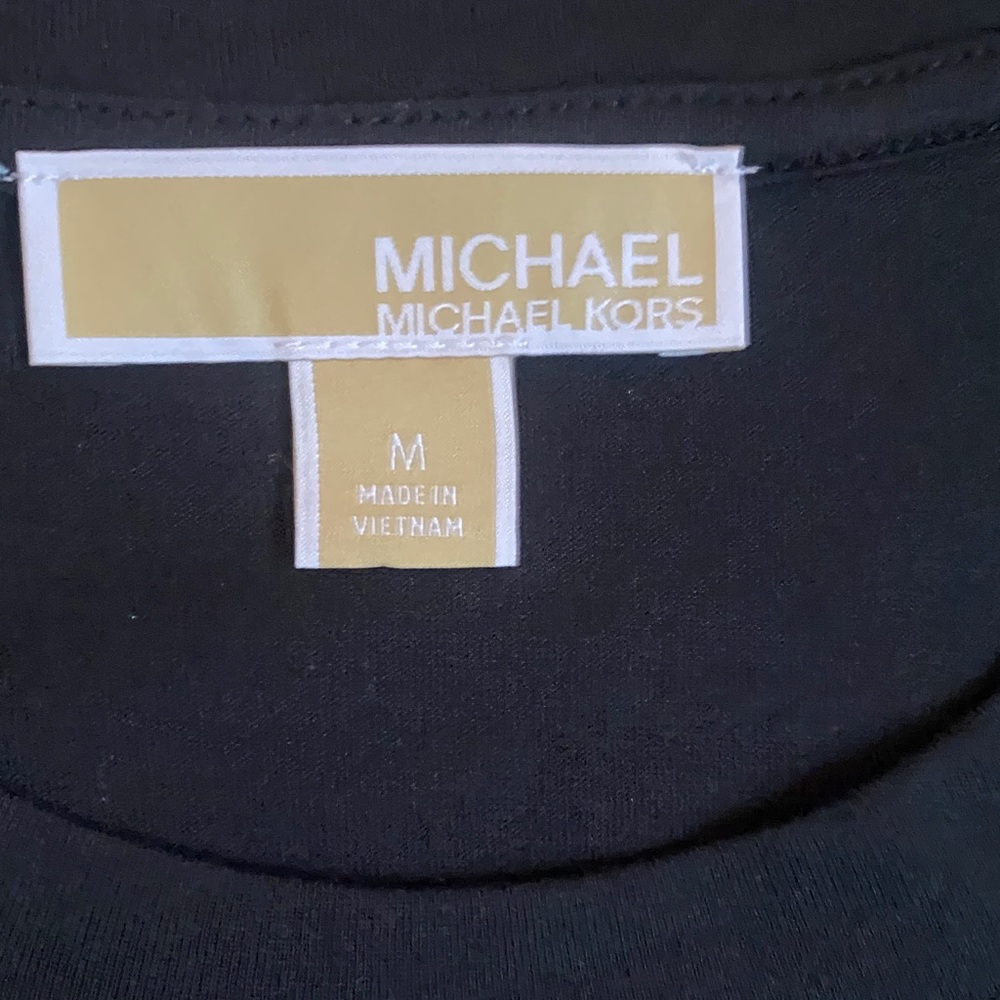 MICHAEL KORS Black Faux Leather Short Sleeve Top - Picture 8 of 9